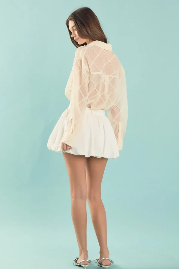 ENDLESS ROSE Shirts & Blouses | Tops*- Alix Check Textured Organza Shirt CREAM