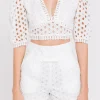 ENDLESS ROSE Shirts & Blouses | Tops*- All Over Eyelet Puff Sleeve Blouse WHITE