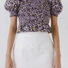 ENDLESS ROSE Tops*- Animal Print Smocked Top PURPLEMULTI