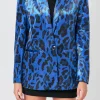 ENDLESS ROSE Blazers | Tops*- Animal Print Velvet Blazer COBALTBLUE