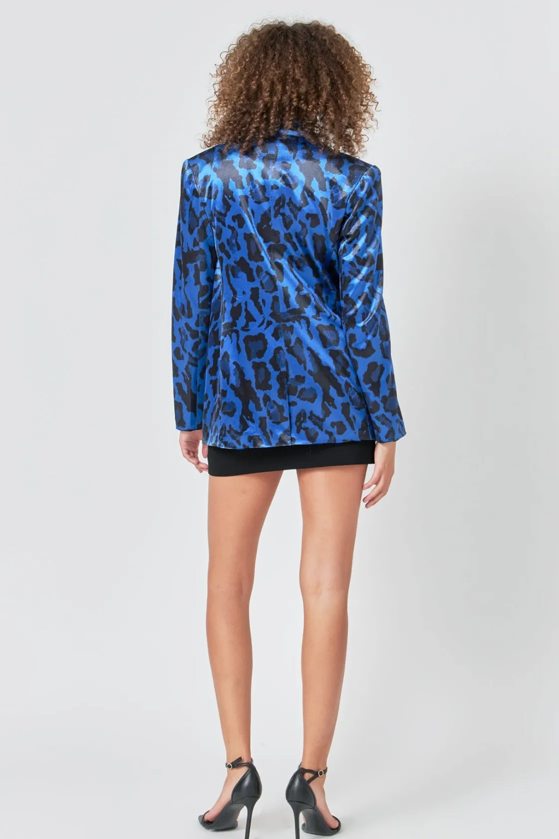 endless_rose__animal_prin_2-3.webp ENDLESS ROSE Blazers | Tops*- Animal Print Velvet Blazer COBALTBLUE