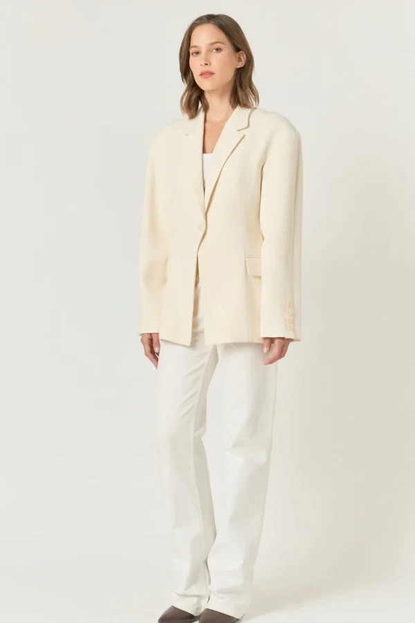 ENDLESS ROSE Matching Sets | Jackets & Coats*- Ashton Fitted Long Sleeve Buttoned Linen Jacket IVORY