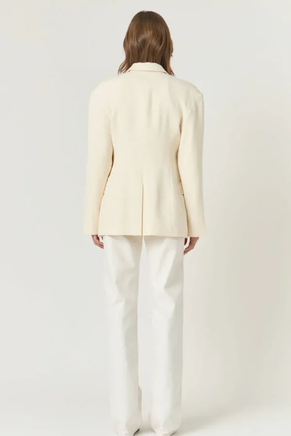ENDLESS ROSE Matching Sets | Jackets & Coats*- Ashton Fitted Long Sleeve Buttoned Linen Jacket IVORY