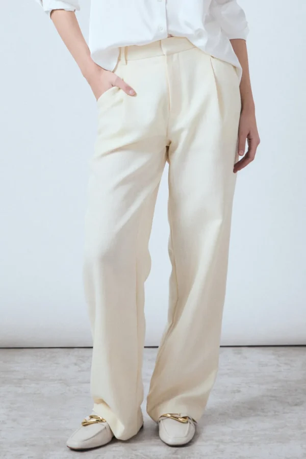 ENDLESS ROSE Matching Sets | Pants*- Ashton High Waisted Pleated Linen Pants BUTTER
