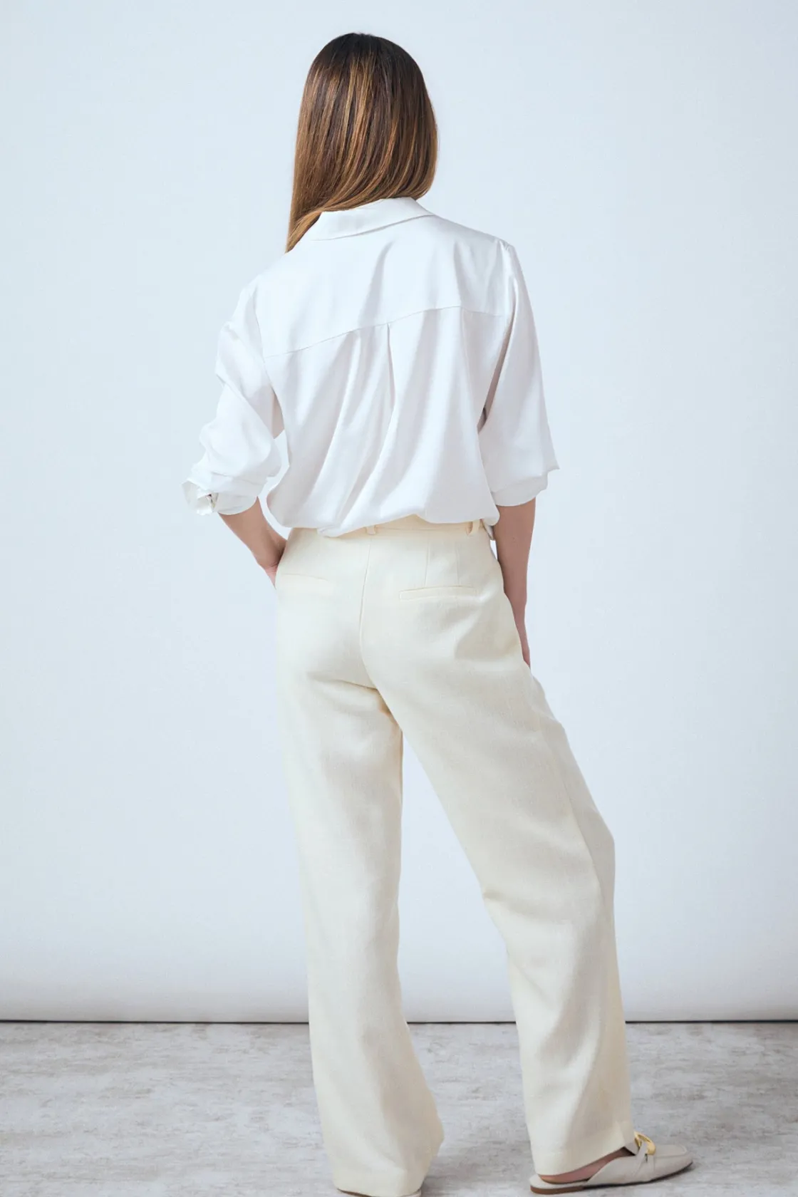 endless_rose__ashton_high_2.webp ENDLESS ROSE Matching Sets | Pants*- Ashton High Waisted Pleated Linen Pants BUTTER