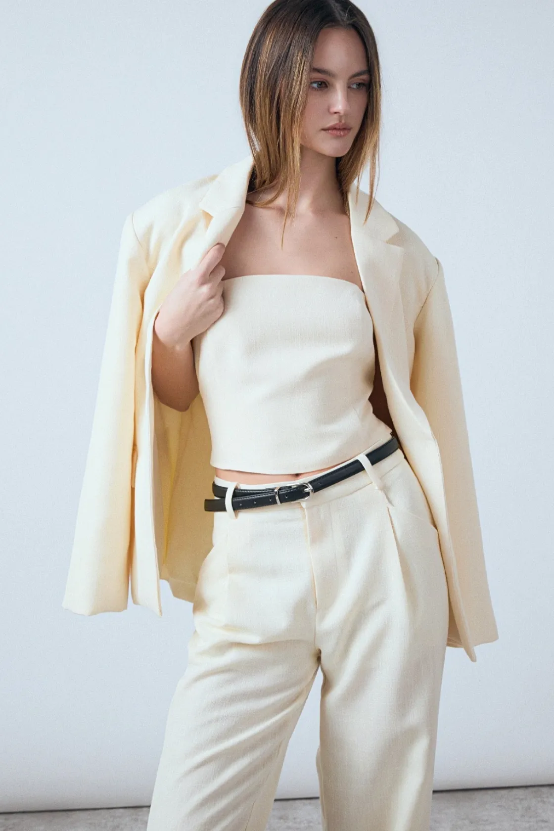 endless_rose__ashton_line_0.webp ENDLESS ROSE Matching Sets | Tops*- Ashton Linen Tube Top BUTTER