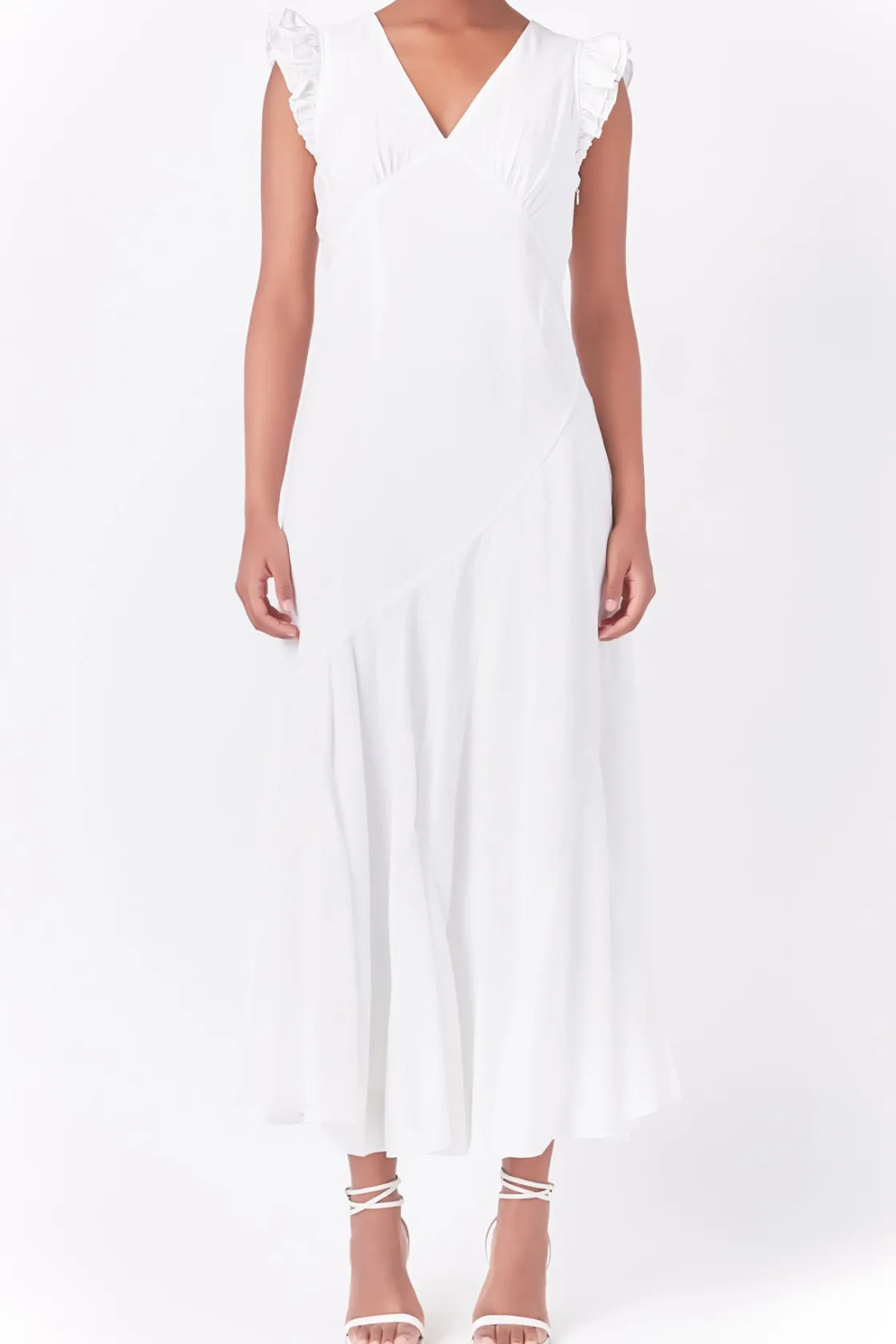 endless_rose__asymmetrica_0-2.webp ENDLESS ROSE White Dresses | Tops*- Asymmetrical Ruffle Maxi Dress