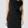 ENDLESS ROSE One Shoulder | Bodycon Dresses*- Asymmetrical Ruffle Stretch Mini Dress BLACK