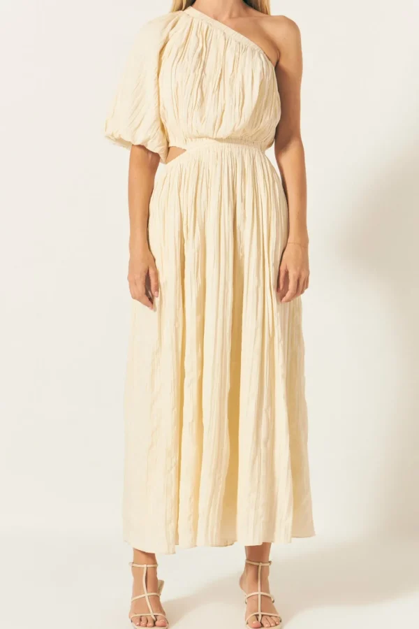 ENDLESS ROSE One Shoulder | Tops*- Asymmetrical Cut Out Dress CREAM