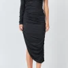 ENDLESS ROSE One Shoulder | Tops*- Asymmetrical Knit Midi Dress BLACK