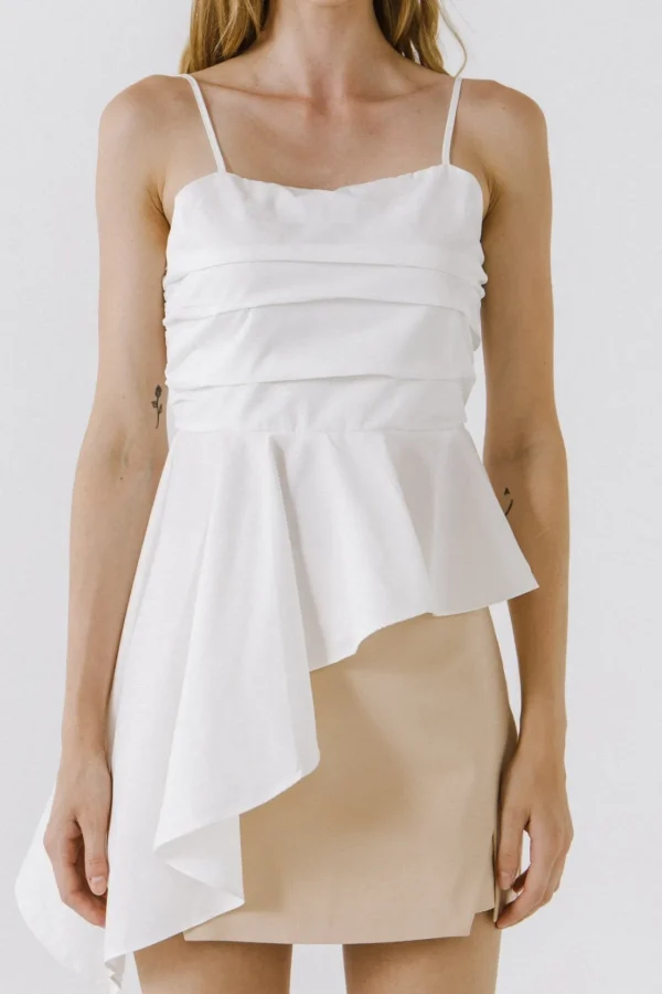 ENDLESS ROSE Tops*- Asymmetrical Flounce Top