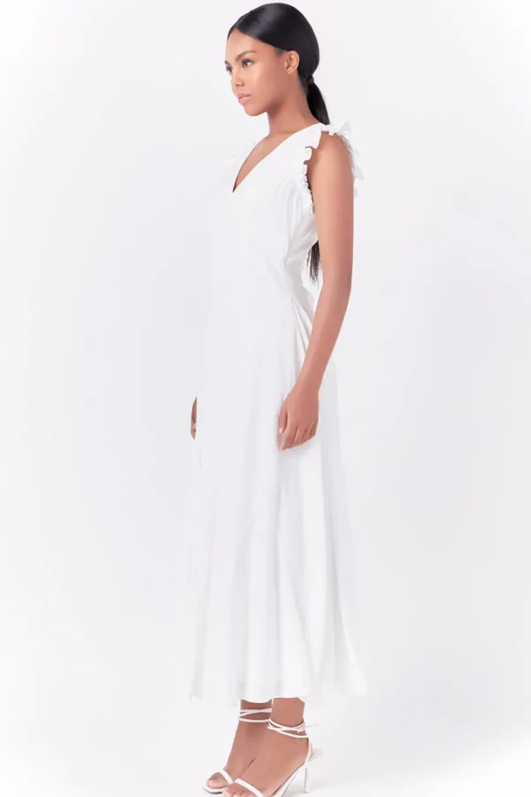 ENDLESS ROSE White Dresses | Tops*- Asymmetrical Ruffle Maxi Dress
