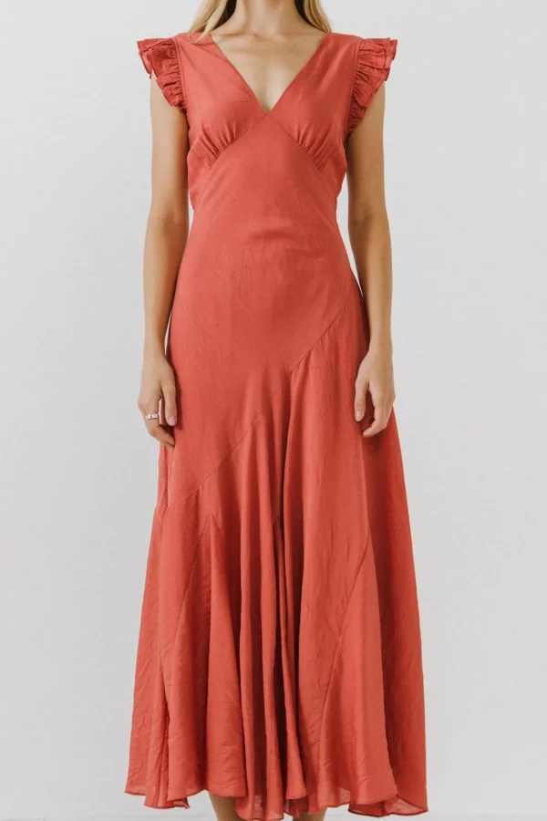 ENDLESS ROSE White Dresses | Tops*- Asymmetrical Ruffle Maxi Dress