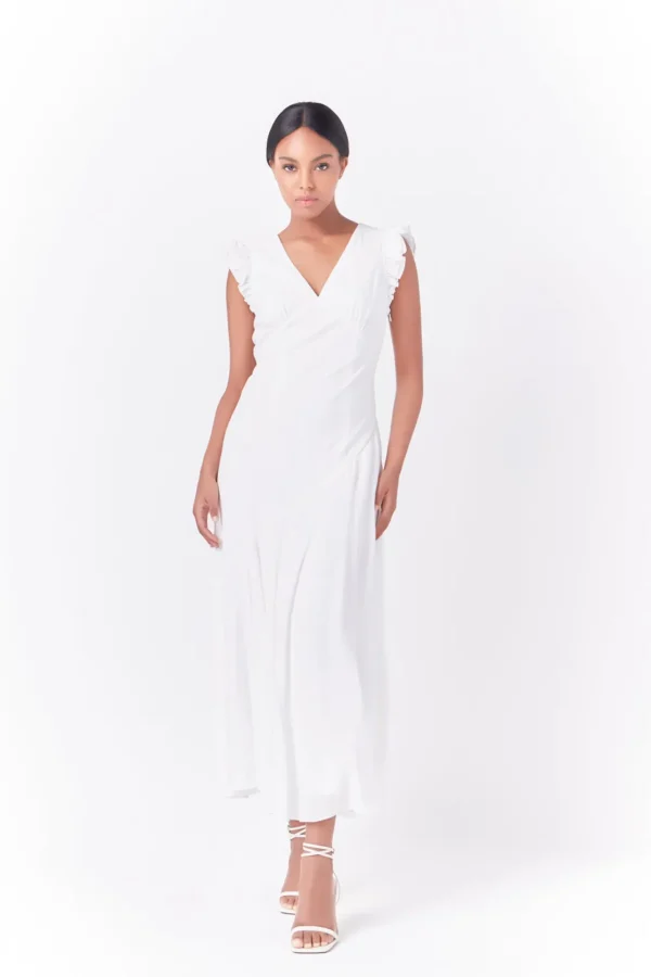 ENDLESS ROSE White Dresses | Tops*- Asymmetrical Ruffle Maxi Dress