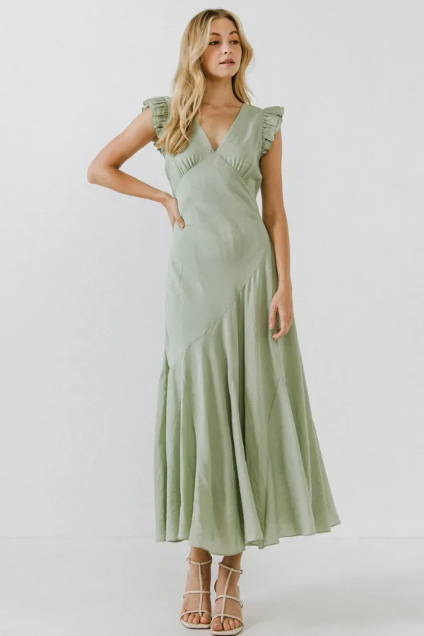 ENDLESS ROSE White Dresses | Tops*- Asymmetrical Ruffle Maxi Dress