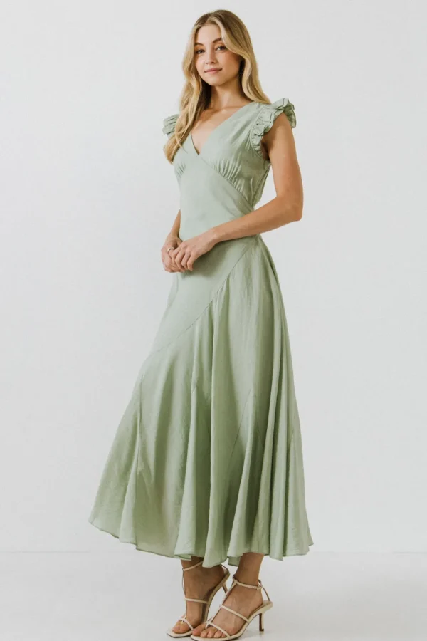 ENDLESS ROSE White Dresses | Tops*- Asymmetrical Ruffle Maxi Dress