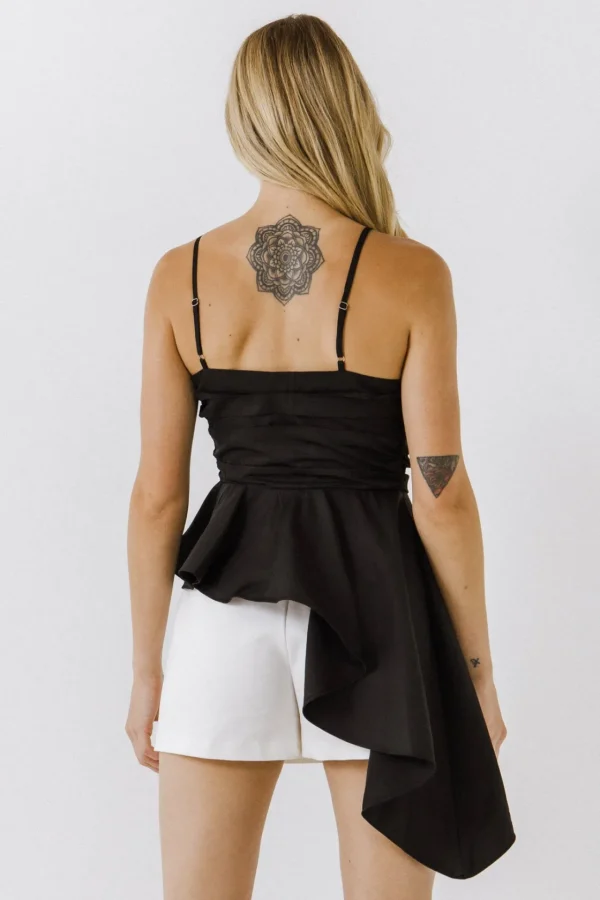 ENDLESS ROSE Tops*- Asymmetrical Flounce Top