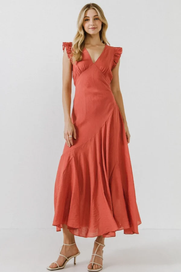 ENDLESS ROSE White Dresses | Tops*- Asymmetrical Ruffle Maxi Dress