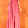 ENDLESS ROSE Tops*- Babydoll Maxi Dress FUCHSIA