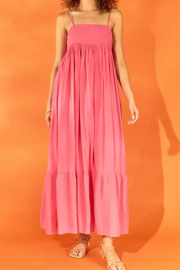 ENDLESS ROSE Tops*- Babydoll Maxi Dress FUCHSIA