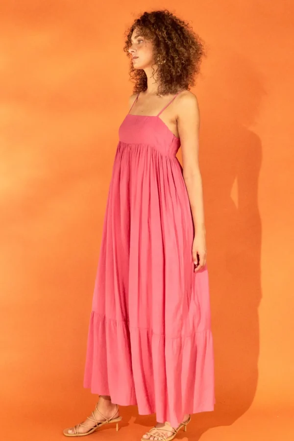 ENDLESS ROSE Tops*- Babydoll Maxi Dress FUCHSIA