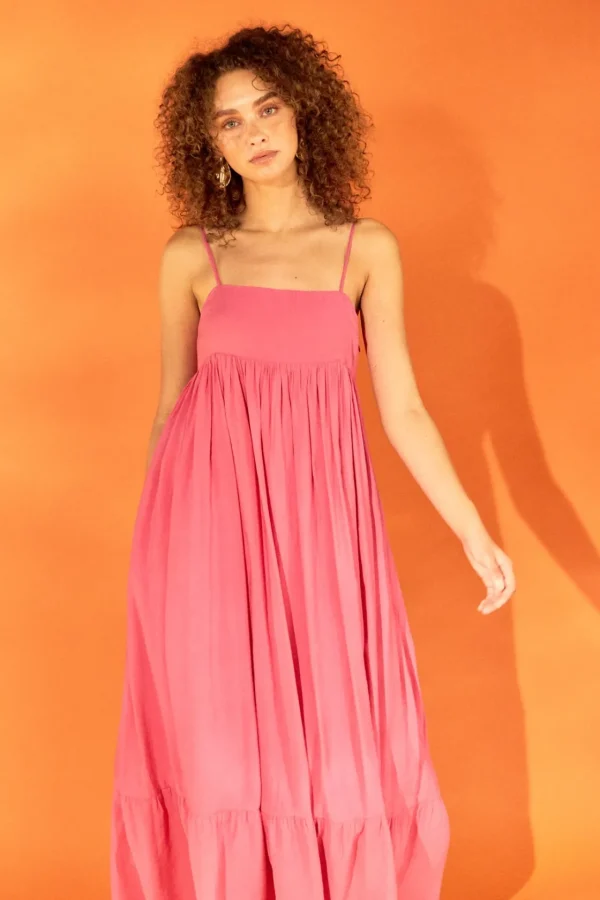 ENDLESS ROSE Tops*- Babydoll Maxi Dress FUCHSIA