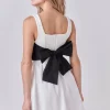 ENDLESS ROSE Bow Tie | Tops*- Back Bow Contrast Dress IVORY/BLACK