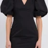 ENDLESS ROSE Little Black Dress | Puff Sleeve*- Back Schrunchie Mini Dress BLACK