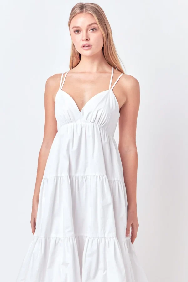 ENGLISH FACTORY White Dresses | Tops*Endless Rose - Balloon Dress with Strappy Back Detail WHITE