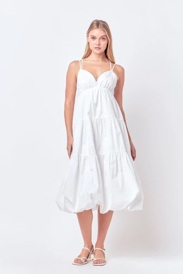 ENGLISH FACTORY White Dresses | Tops*Endless Rose - Balloon Dress with Strappy Back Detail WHITE