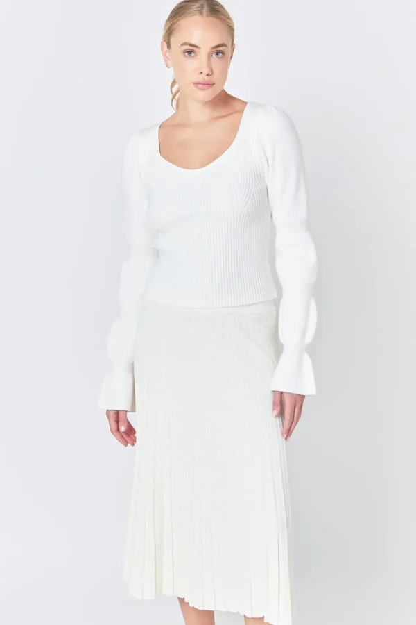 ENDLESS ROSE Sweaters & Knits*- Balloon Sleeve Sweater WHITE