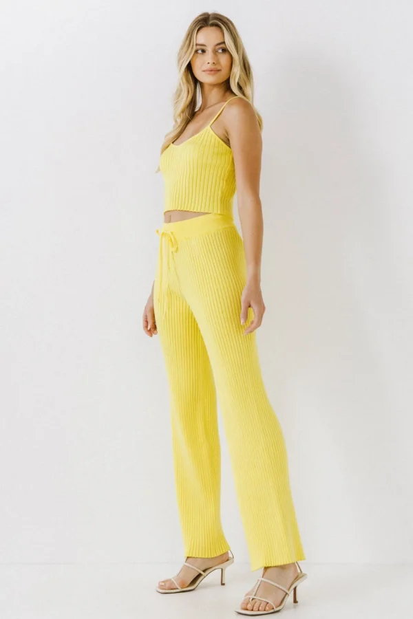 ENDLESS ROSE Pants | Tops*- Banded Knit Lounge Pants LIME