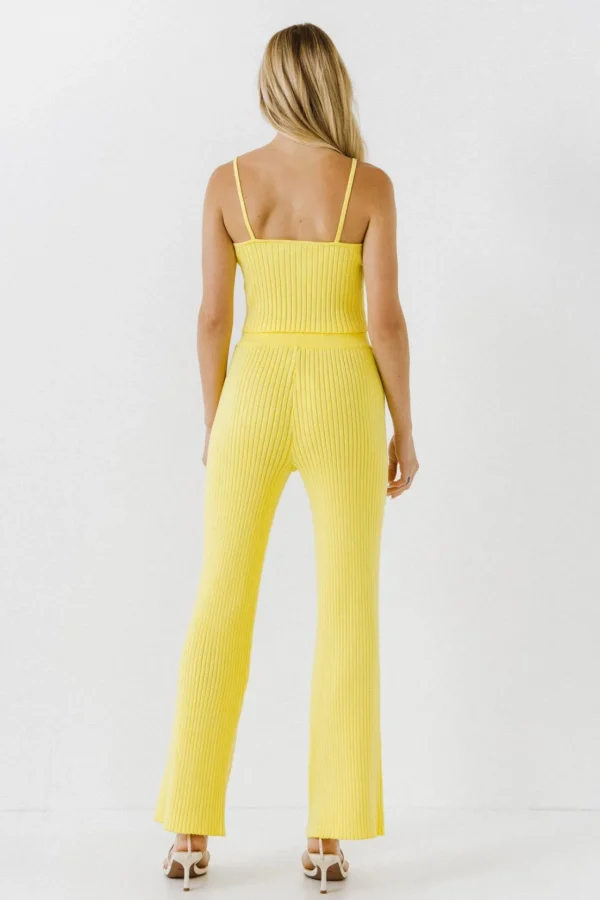 ENDLESS ROSE Pants | Tops*- Banded Knit Lounge Pants LIME