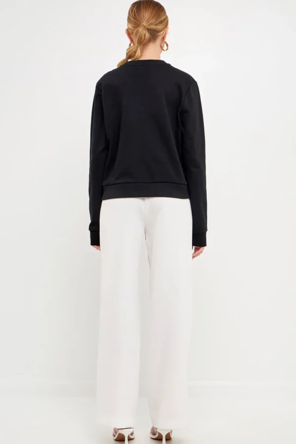 ENDLESS ROSE Tops*- Beaded Amour Sweatshirt