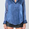 ENDLESS ROSE Shirts & Blouses | Tops*- Beaded Collar Relaxed Blouse NAVY