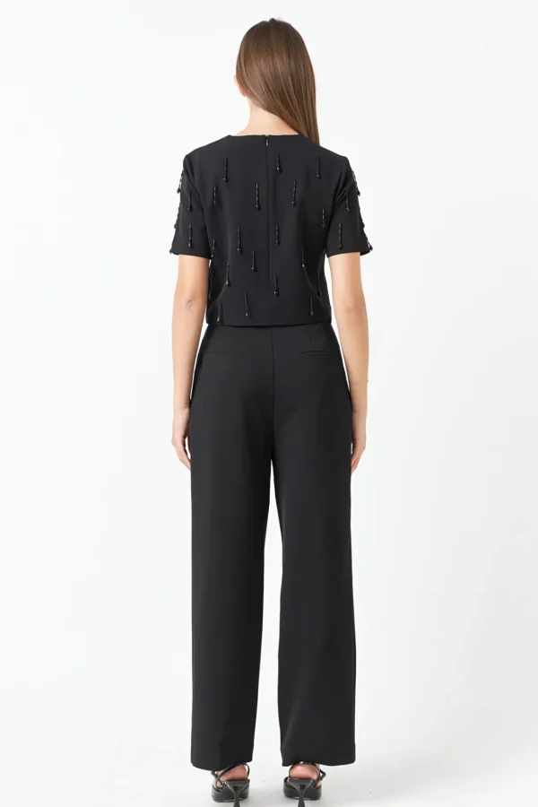 ENDLESS ROSE Matching Sets | Tops*- Beaded Cropped Top BLACK