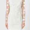 ENDLESS ROSE Tops*- Beaded Overlay Floral Mini Dress CREAM
