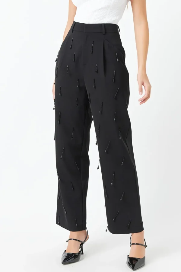 ENDLESS ROSE Matching Sets | Pants*- Beaded Pants BLACK