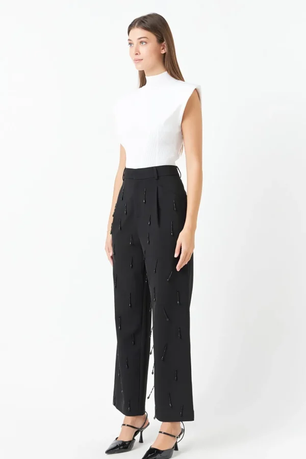 ENDLESS ROSE Matching Sets | Pants*- Beaded Pants BLACK