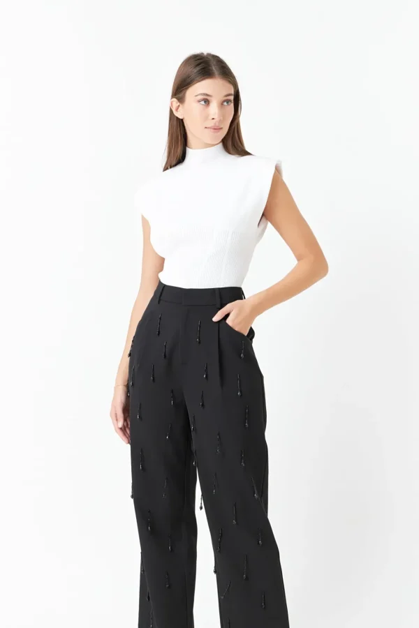 ENDLESS ROSE Matching Sets | Pants*- Beaded Pants BLACK