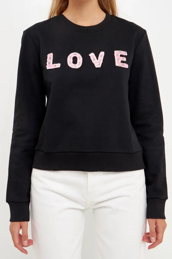 ENDLESS ROSE Sweaters & Knits*- Beaded Sweatshirt BLACK