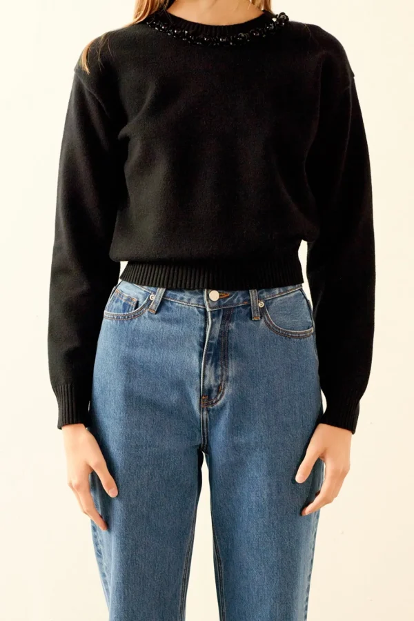 ENDLESS ROSE Sweaters & Knits | Tops*- Beaded Sweater BLACK