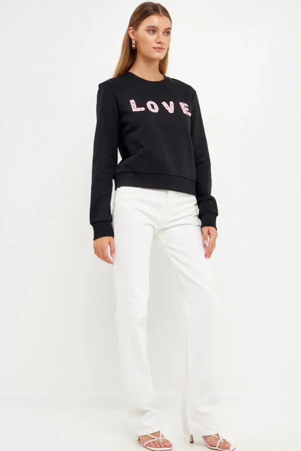 ENDLESS ROSE Sweaters & Knits*- Beaded Sweatshirt BLACK