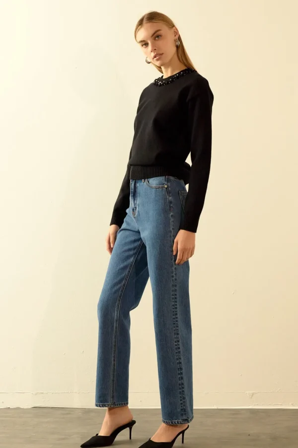ENDLESS ROSE Sweaters & Knits | Tops*- Beaded Sweater BLACK