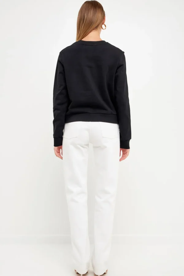 ENDLESS ROSE Sweaters & Knits*- Beaded Sweatshirt BLACK