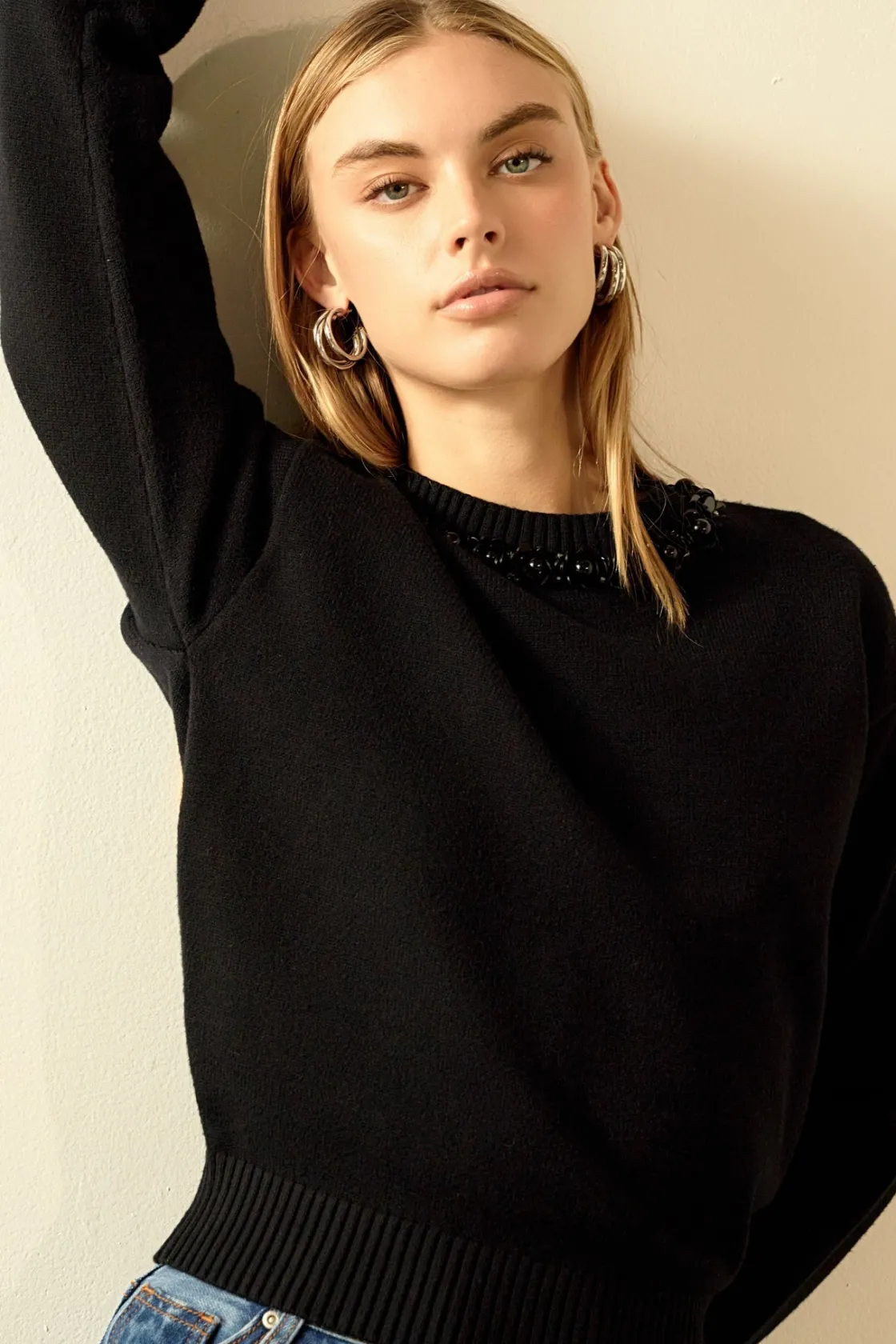 endless_rose__beaded_swea_3.webp ENDLESS ROSE Sweaters & Knits | Tops*- Beaded Sweater BLACK