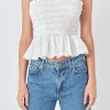 ENDLESS ROSE Tops*- Beaded Top WHITE