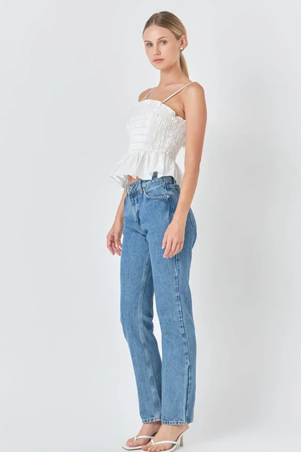 ENDLESS ROSE Tops*- Beaded Top WHITE