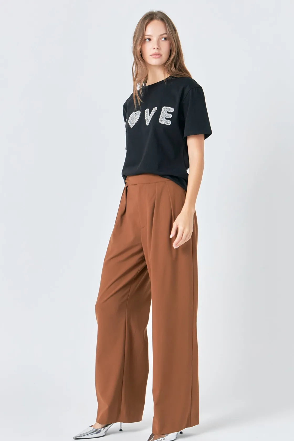endless_rose__beads_embel_1.webp ENDLESS ROSE Tops*- Beads Embellished Patch T-Shirt BLACK