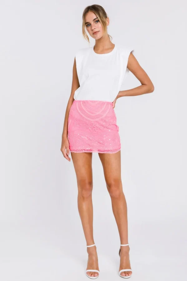 ENDLESS ROSE Skirts | Tops*- Beads Embroidered Mini Skirt